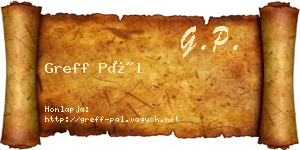 Greff Pál névjegykártya
